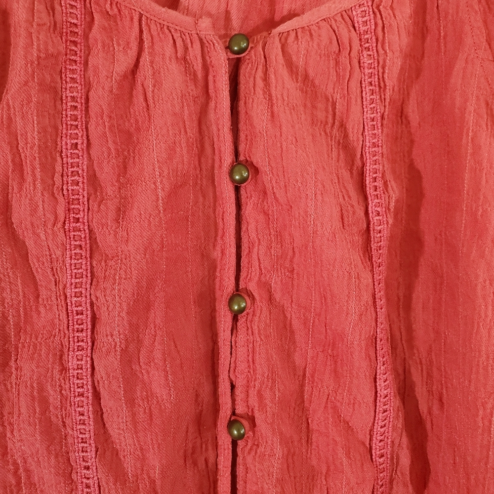 Rewind Red Button-Front Top - Picture 3 of 7
